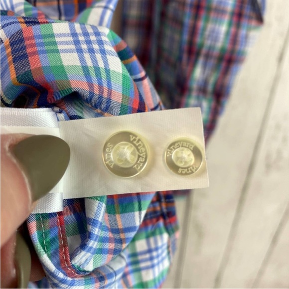 Vineyard Vines Multi Flounder Plaid Slim-Fit Tucker Shirt Cotton Size Medium - Picture 6 of 8